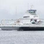 The world's first fully electric car ferry "Ampere" in Sognefjord, Norway
