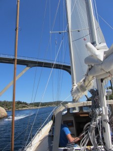Our first inshore trip: we fit exactly underneath the 19m high bridge