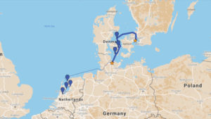 Our route from Kiel to Copenhagen