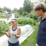 Helena explains permaculture to Ivar at Kosters Tradgardar