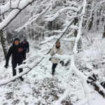 Hiking in fresh Swiss snow