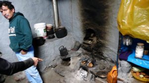 Indoor wood fires are still used for cooking