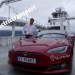 With a Tesla on the world's first fully electric car ferry in Norway