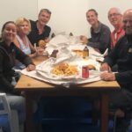 Fish and chips with the crews of our buddy boats